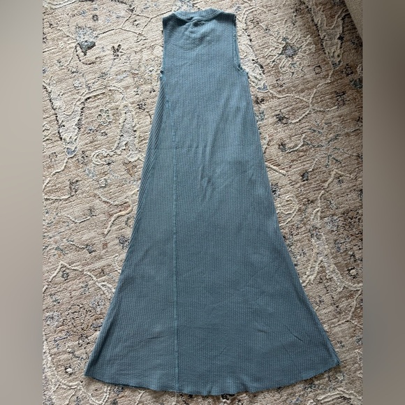 Anthropologie Elan Women's Blue Mock Neck Maxi Waffle Knit Tie Dress Size M - Picture 2 of 7